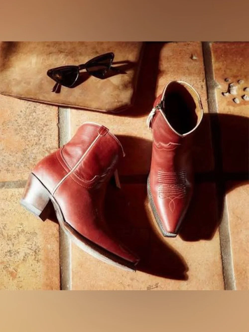 Tecovas The Daisy Scarlet (Red) Ankle Boots - Picture 2 of 10